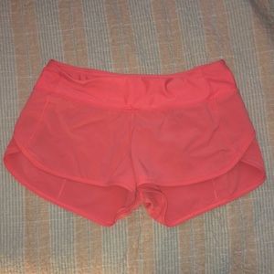 Coral lululemon speed shorts